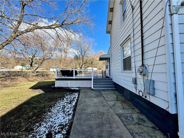 view of yard with a wooden deck