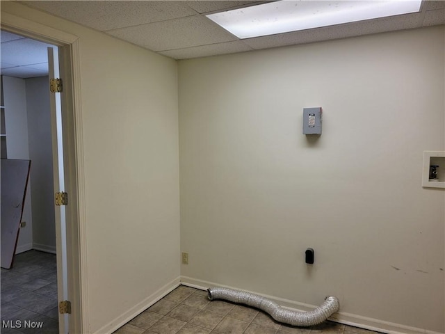 washroom with hookup for a washing machine, laundry area, hookup for an electric dryer, and baseboards