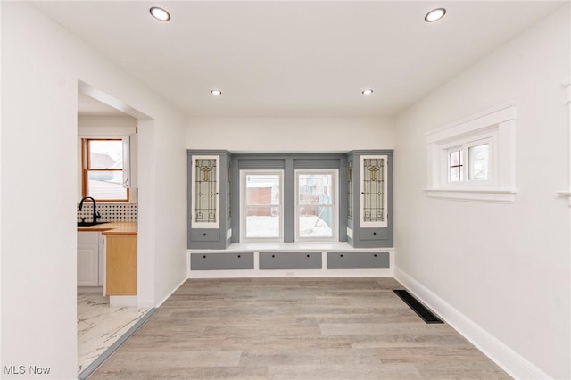 mudroom featuring a healthy amount of sunlight, baseboards, and visible vents