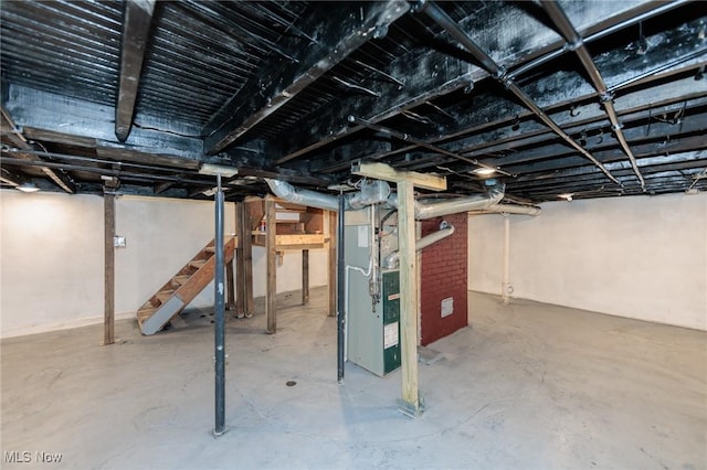 view of unfinished basement