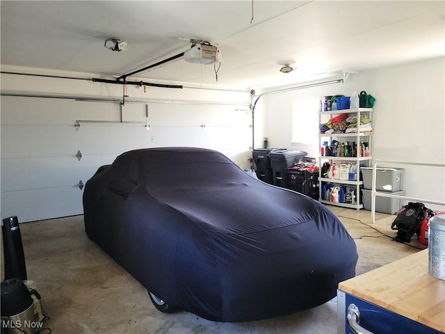 garage with a garage door opener