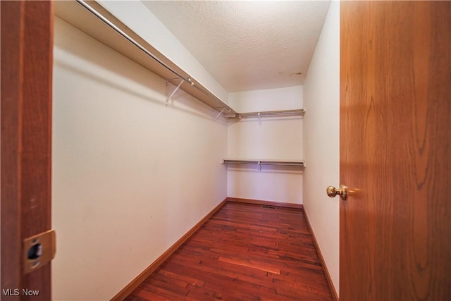 walk in closet featuring wood finished floors