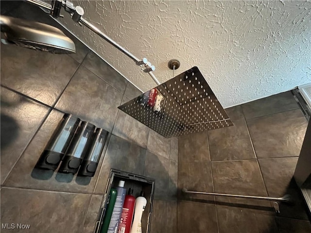 interior details featuring tiled shower