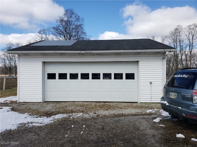 view of detached garage