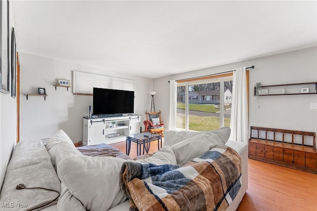 living area with wood finished floors