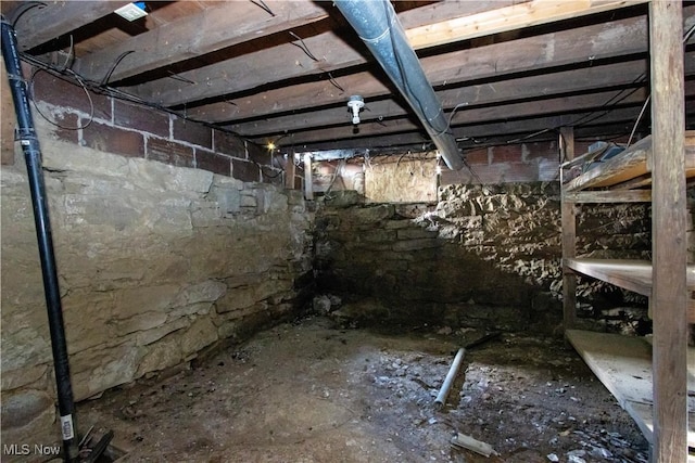 view of unfinished basement