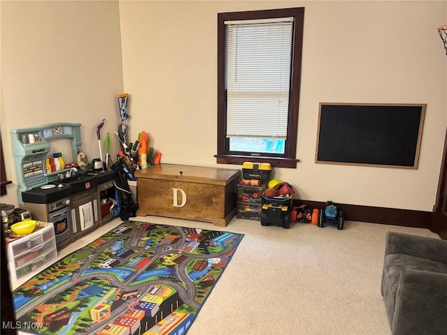 rec room with carpet