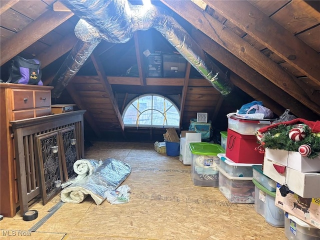 view of unfinished attic