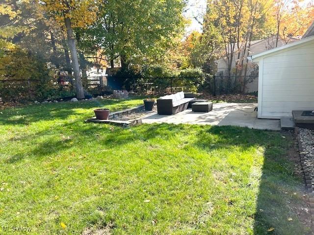 view of yard with a patio area and fence