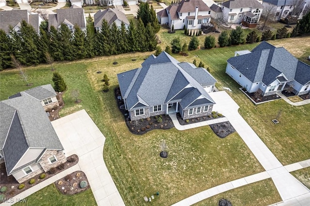 aerial view with a residential view