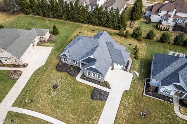 aerial view with a residential view