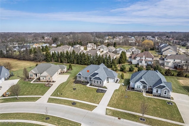 bird's eye view featuring a residential view