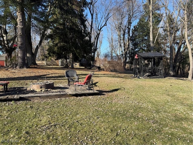 view of yard with a gazebo