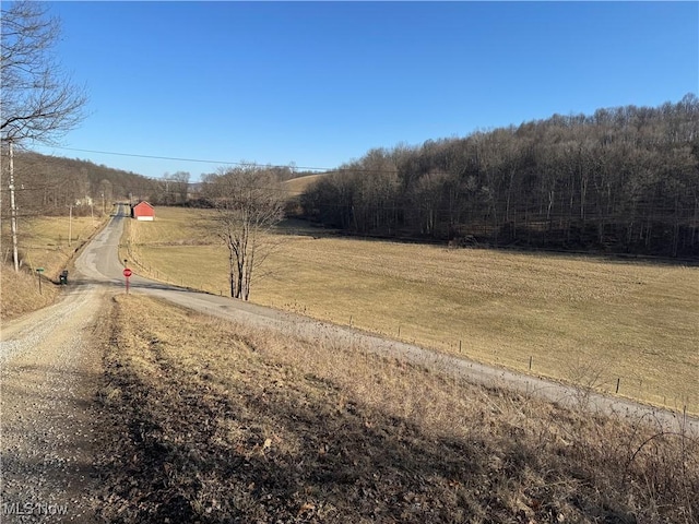 view of road with a rural view