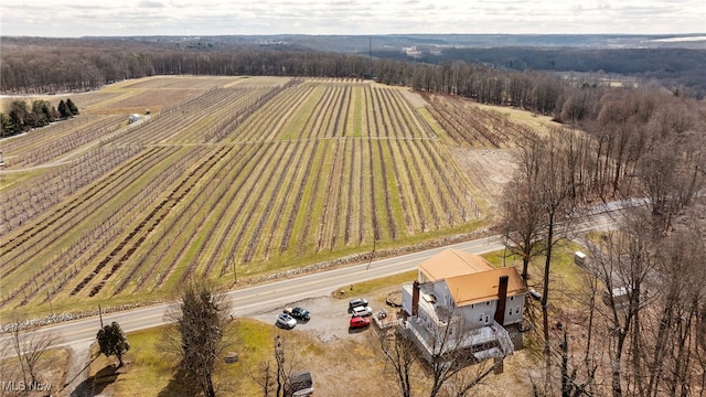 aerial view featuring a rural view