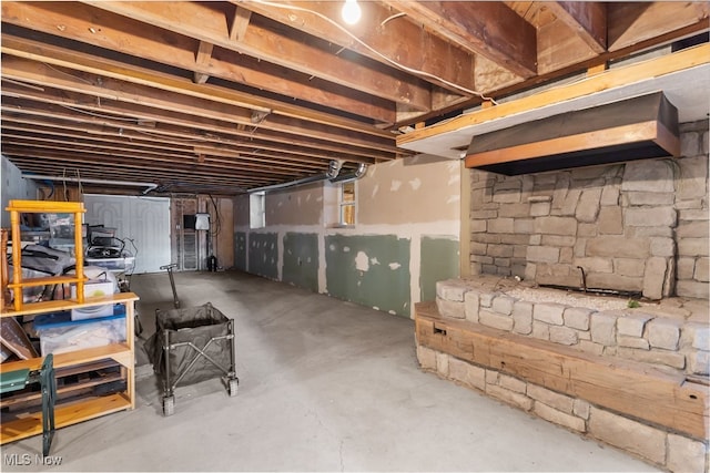 view of unfinished basement