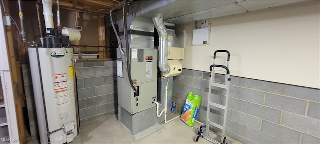 utilities featuring heating unit and gas water heater