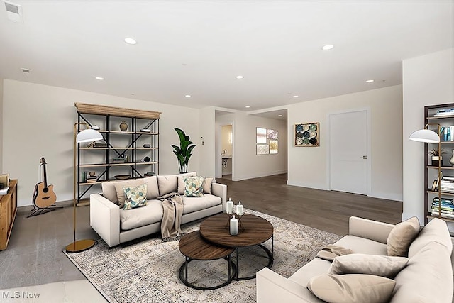 27500 Cedar Rd Unit 804, Beachwood, OH 44122 - living room with wood finished floors, recessed lighting, and baseboards