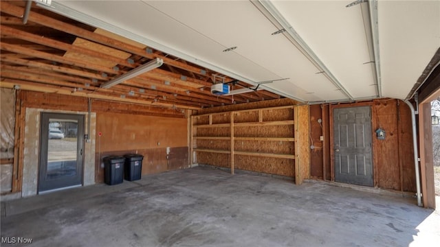 garage with a garage door opener