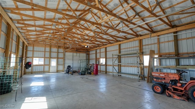 garage with metal wall