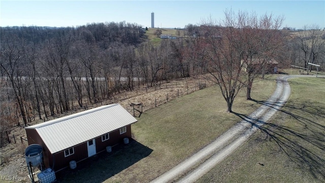 drone / aerial view with a forest view