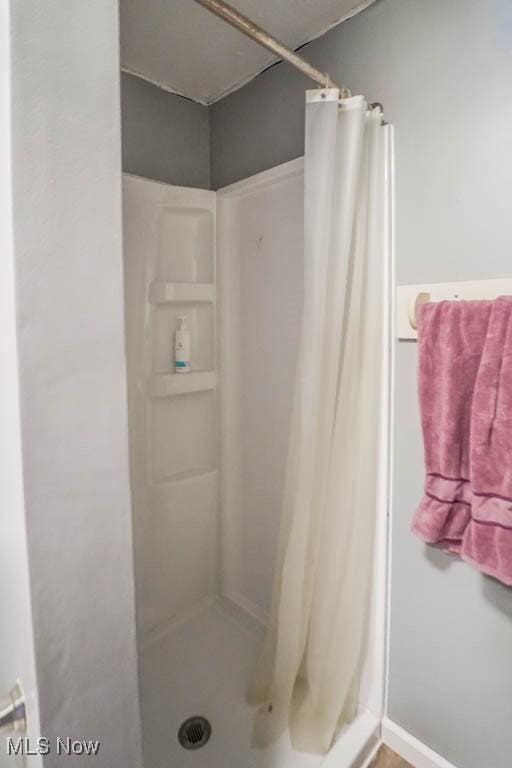 bathroom with a shower stall