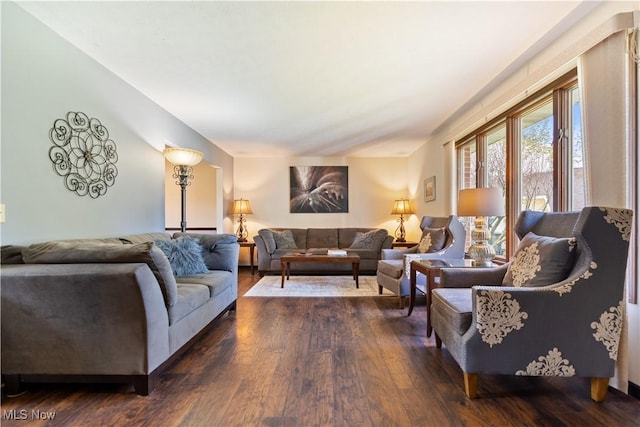 living area with dark wood finished floors