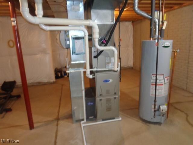 utilities with gas water heater and heating unit