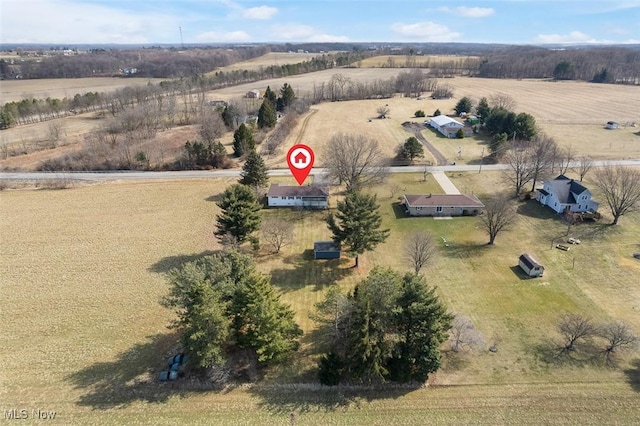 drone / aerial view featuring a rural view