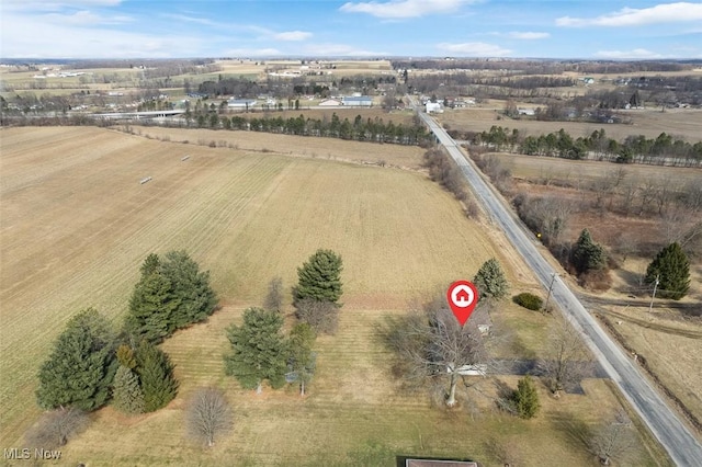 aerial view with a rural view