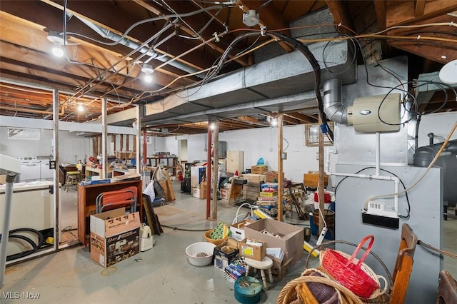 view of unfinished basement