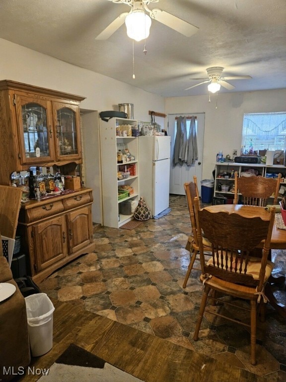 dining area with ceiling fan