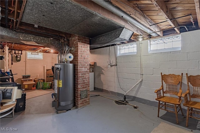 basement with water heater