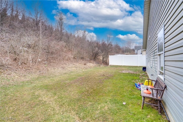 view of yard featuring fence