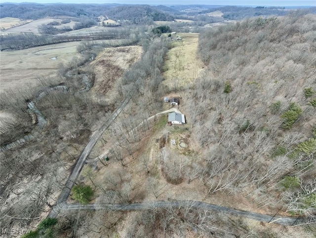 drone / aerial view with a mountain view