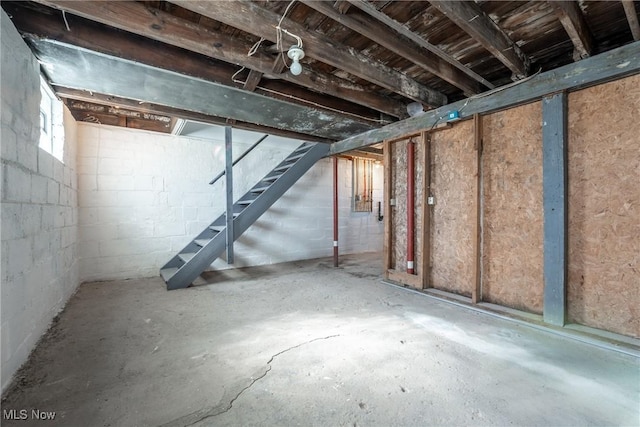 basement with stairway