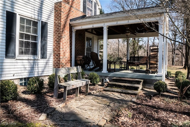 exterior space featuring a porch