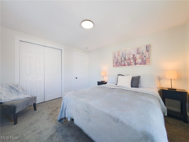 bedroom with a closet and carpet floors