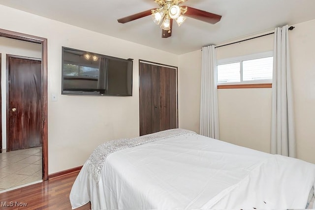 4707 Brookhigh Dr, Brooklyn, OH 44144 - bedroom with baseboards, ceiling fan, and wood finished floors