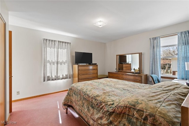 bedroom with baseboards and carpet floors