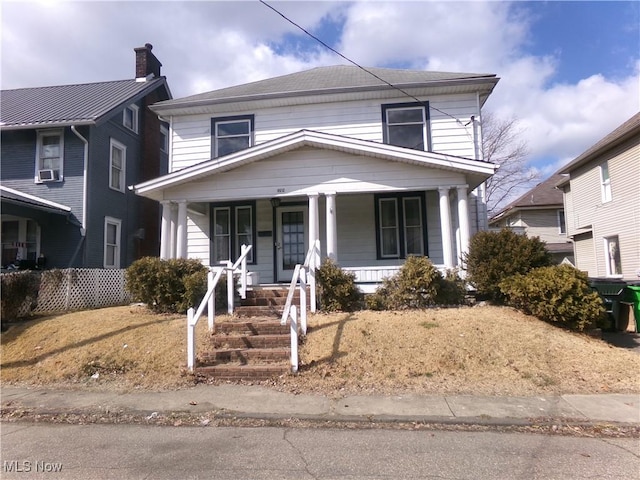 traditional style home with a porch