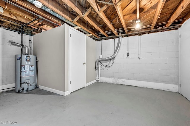 unfinished below grade area with gas water heater