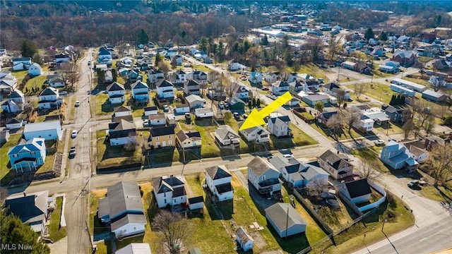 aerial view with a residential view