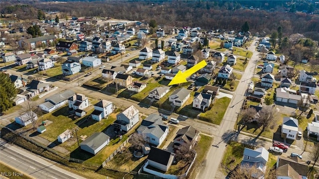 aerial view with a residential view