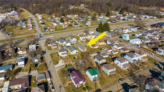 aerial view with a residential view