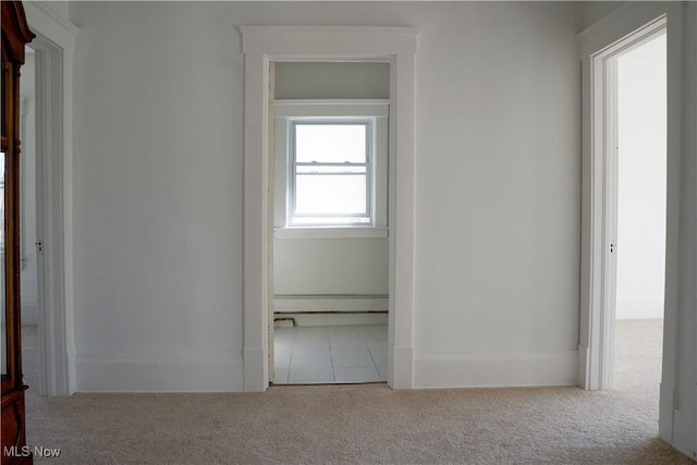 1341 Beach Ave, Lakewood, OH 44107 - hall featuring carpet floors and baseboard heating