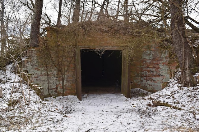 view of snow covered structure