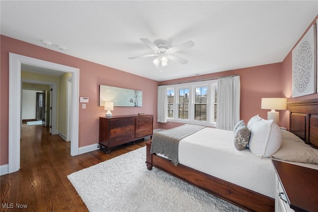 3006 Kingsley Rd, Shaker Heights, OH 44122 - bedroom featuring a ceiling fan, baseboards, and dark wood-style flooring