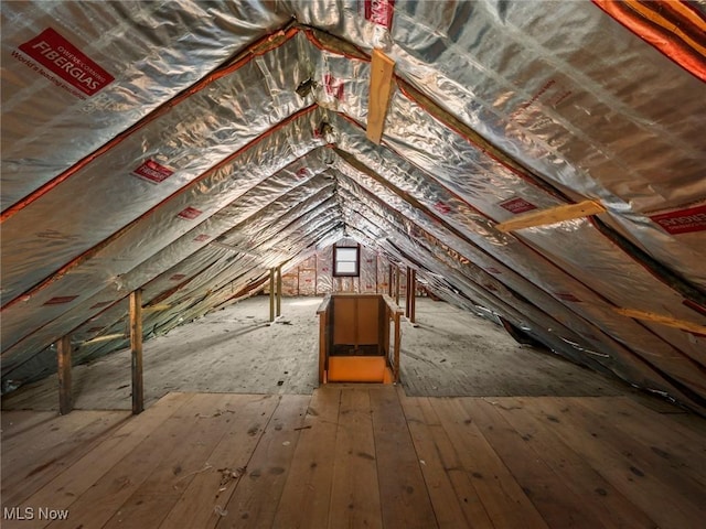 view of unfinished attic