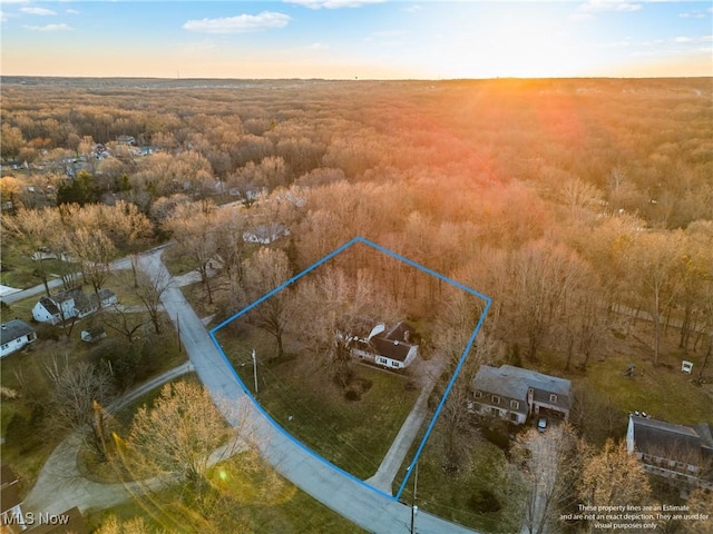 aerial view at dusk with a rural view